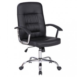 Кресло офисное BRABIX "Bit EX-550", хром, экокожа, черное, 531838