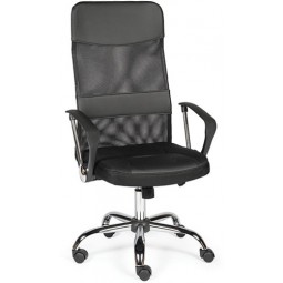 Кресло офисное / Директ / (black) черная экокожа + черная сетка /