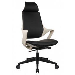 Кресло Q1-BH Чёрный экокожа/Белый пластик